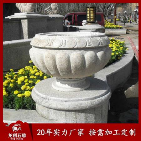 庭院圓形石雕花盆擺件 惠安石雕花盆廠(chǎng)